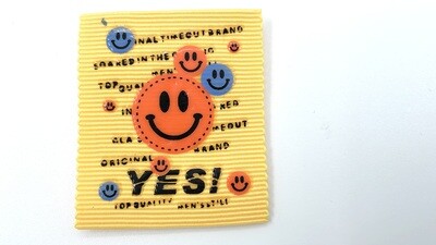 Rubber Patch "Yes" Gelb Label Aufnäher Etikett