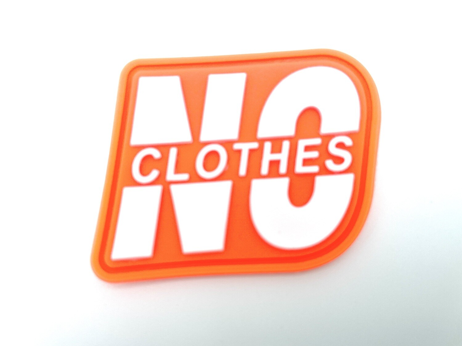 Rubber Patch "No Clothes" Orange Label Aufnäher gummiert