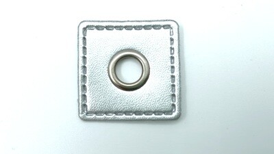 Ösen Patch Quadrat Kunstleder Öse 0,8 cm Durchmesser Silber glänzend