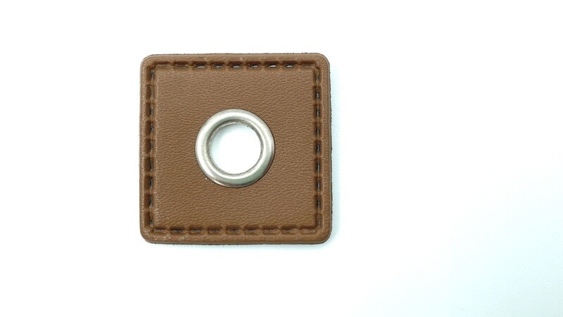 Ösen Patch Quadrat Kunstleder Öse 0,8 cm Durchmesser Dunkelbeige