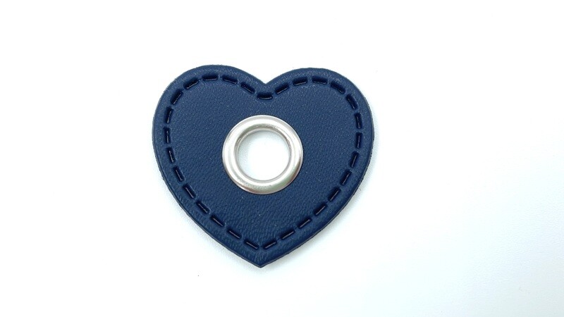 Ösen Patch Herz KunstlederÖse 0,8 cm Durchmesser Dunkelblau