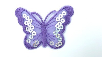 Aufbügler Schmetterling mit Pailleten Lila Aufnäher
