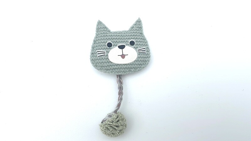 Aufnäher Katze mit Bommel Strick Optik Pastellgrün