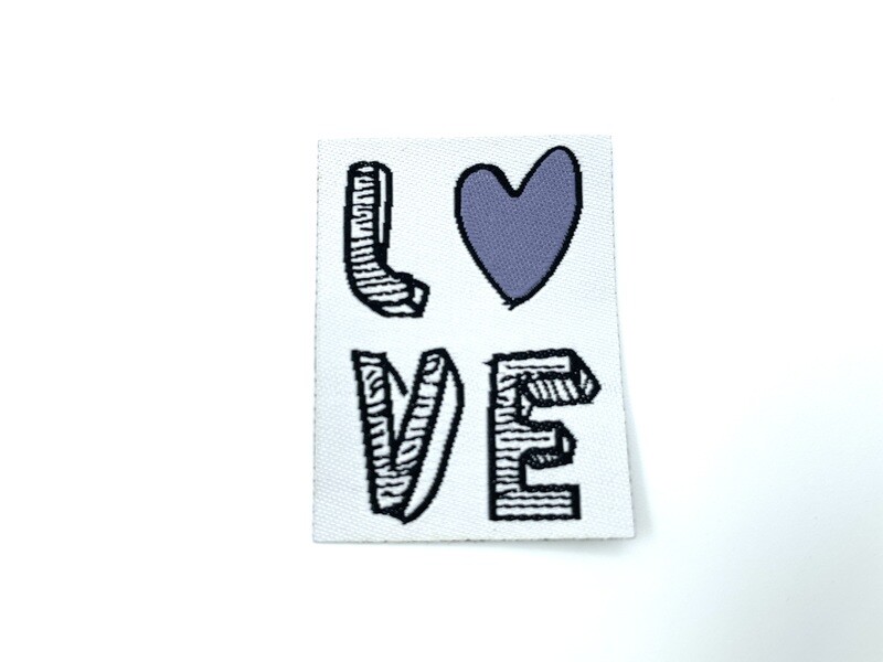 Aufbügler "Love" Lila Schwarz Label Patch