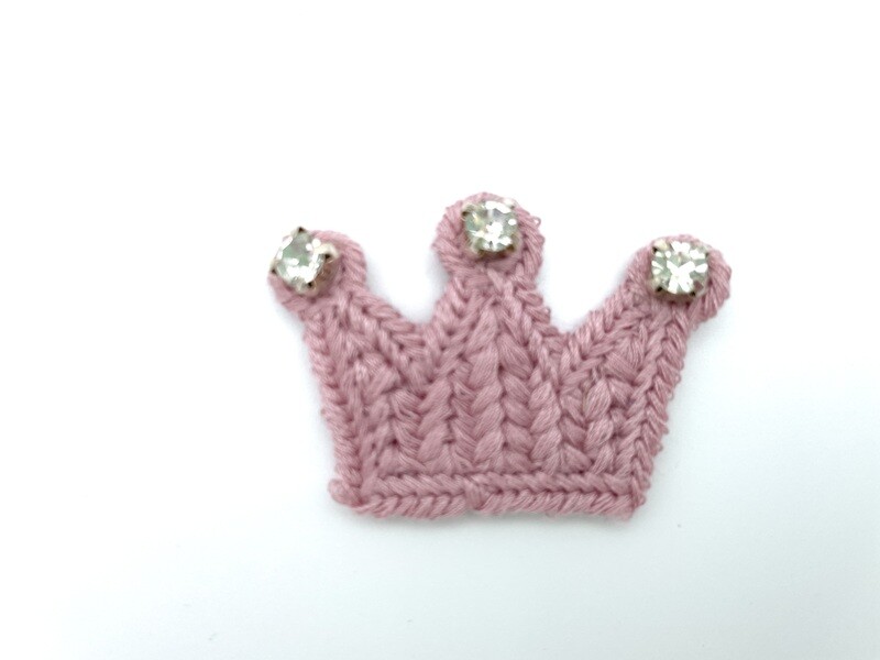 Aufnäher Krone Häkel Optik Rosa