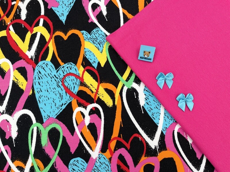 Materialpaket Basic-Kleid Kinder Größe 74 - 116 "Hearts"