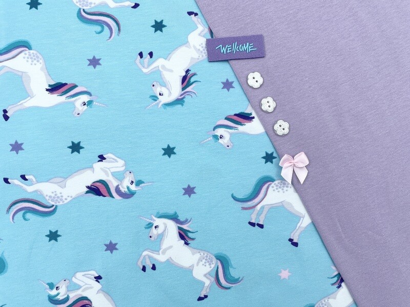 Materialpaket Basic-Kleid Kinder Größe 74 - 116 "Einhorn"