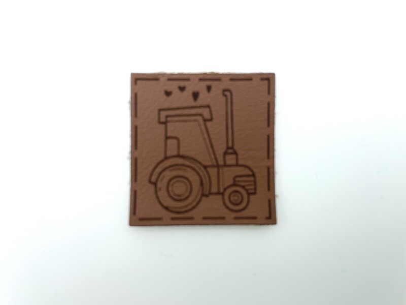 Kunstleder Label "Traktor" Braun