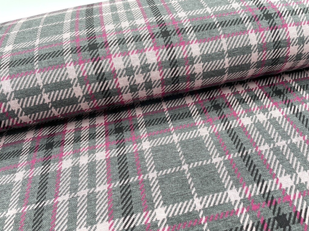 Kuschel Jacquard Glencheck Rosa Grau