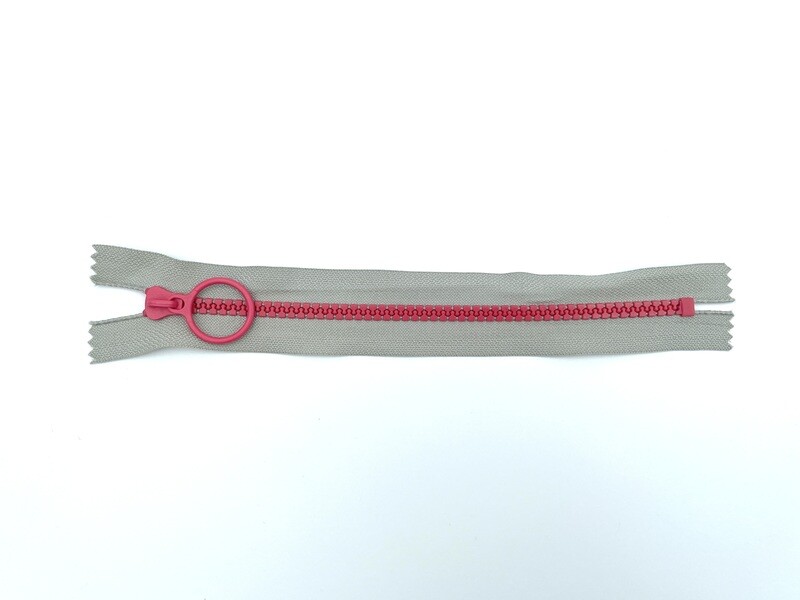 Reißverschluss mit Ring Zipper Pastellfarben 20 cm Hellgrau Pink