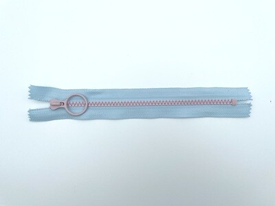 Reißverschluss mit Ring Zipper Pastellfarben 20 cm Hellblau Rosa