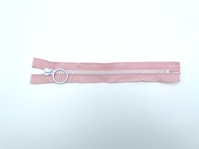 Reißverschluss mit Ring Zipper Pastellfarben 20 cm Hellrosa Weiß
