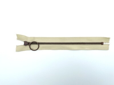 Reißverschluss mit Ring Zipper Pastellfarben 20 cm Beige Braun