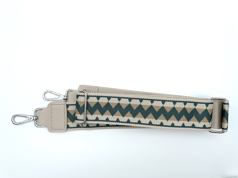 Fertiger Taschengurt 50 mm Zackenmuster Beige Grün