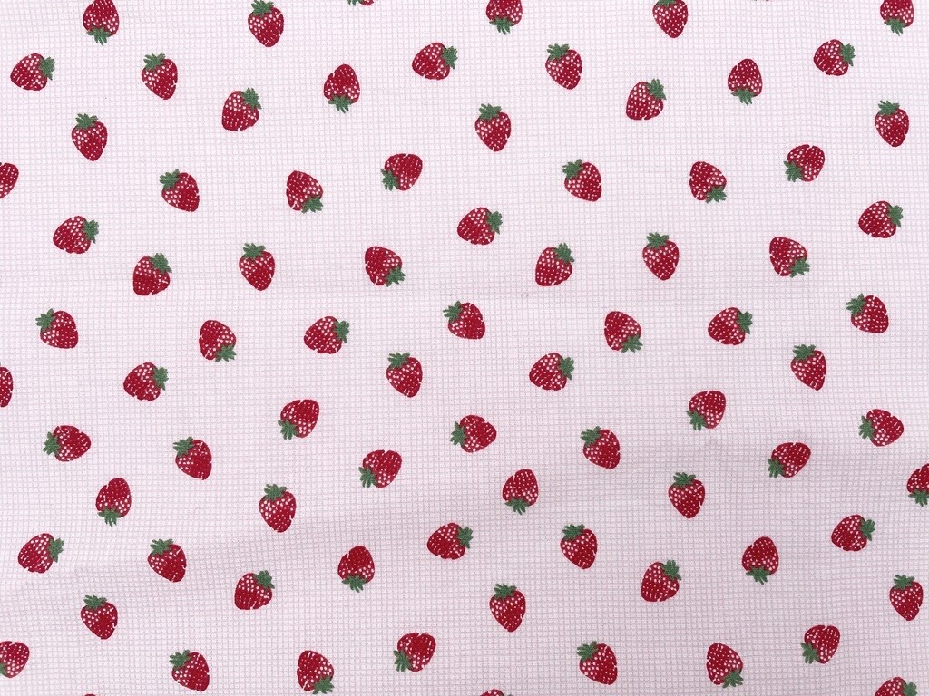Reststück Baumwolle "Strawberry Fields" Rosa 75 cm x 140 cm