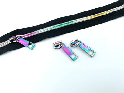Reißverschluss Regenbogenfarbig nicht teilbar mit 3 Zippern