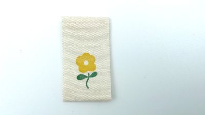 Baumwoll Label "Blume" Gelb