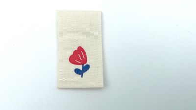 Baumwoll Label "Blume" Rot