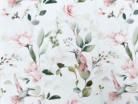 Reststück Premium Jersey Reststück Premium Jersey "Birds & Flowers" 60 cm x 160 cm