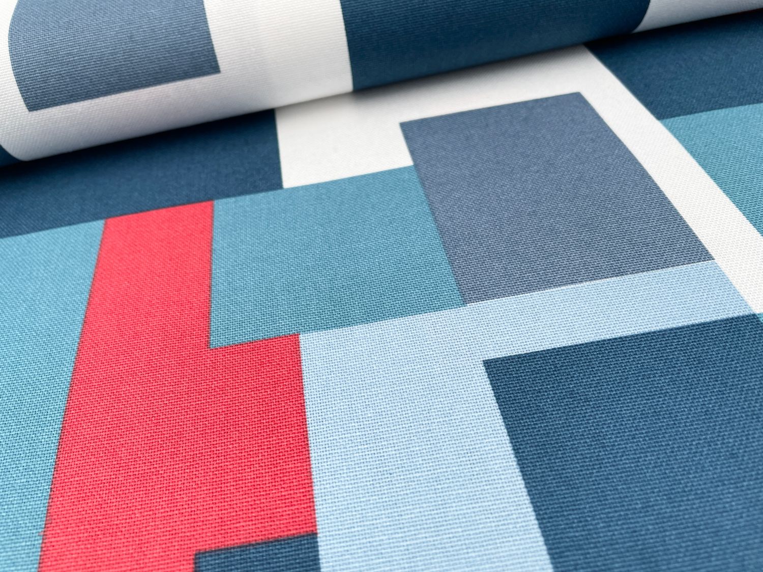Baumwoll Canvas Tillisy Muster Blau Rot