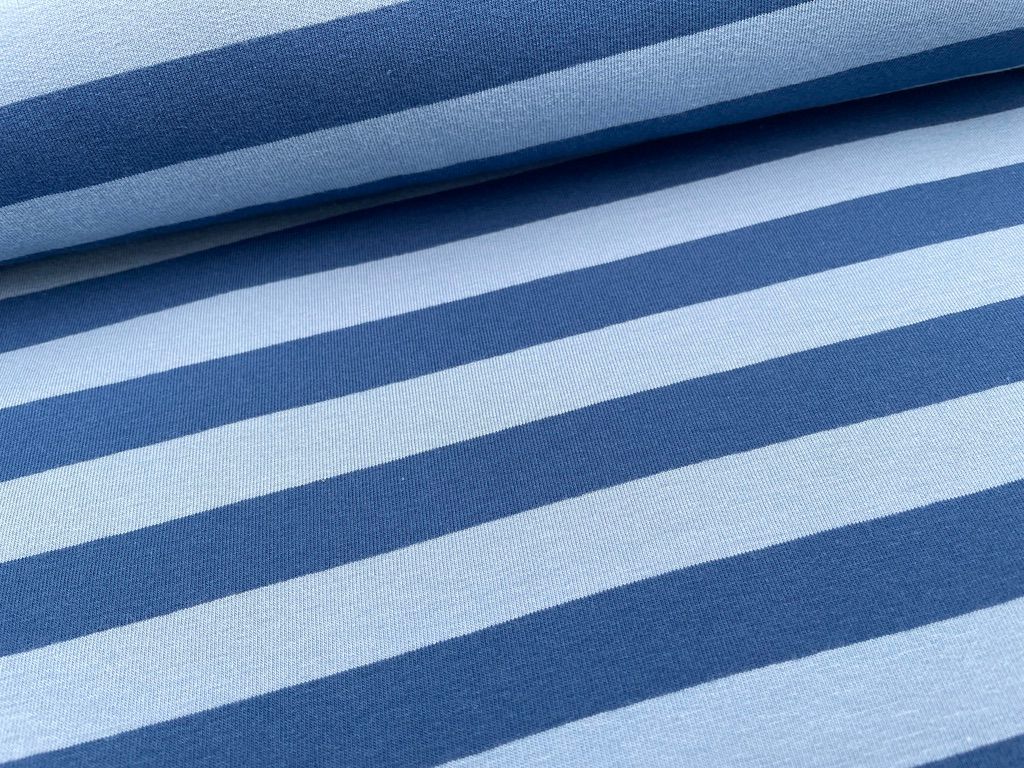 French Terry Streifen Blau Garngefärbt
