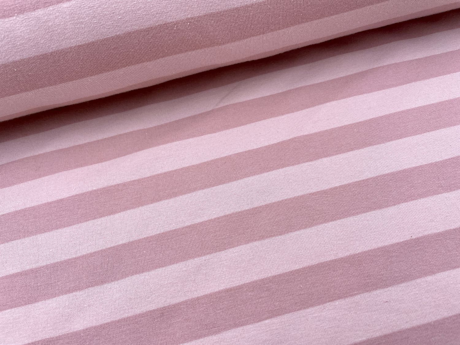 French Terry Streifen Rosa garngefärbt