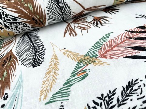 Viskose Leinen "Natural Leafs"