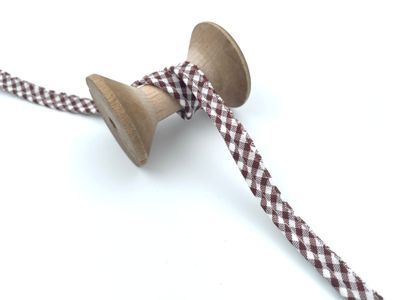 Baumwoll Paspelband Karos Cognac Braun