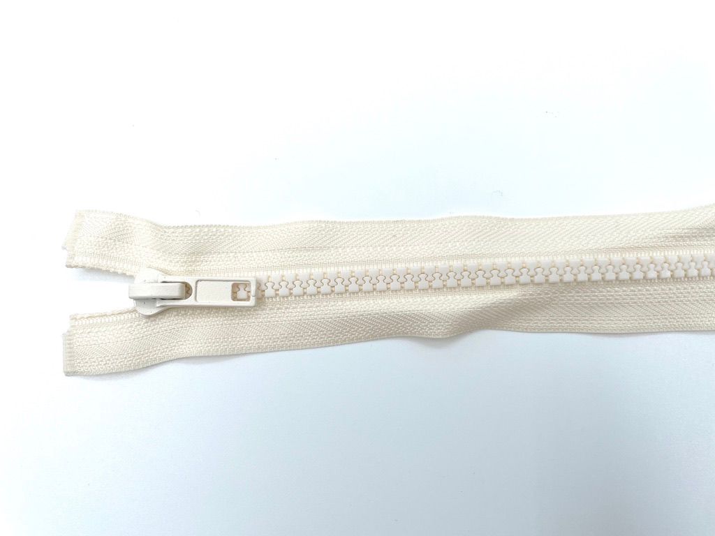 Reißverschluss teilbar 25 cm Creme Weiß Jackenreißverschluss
