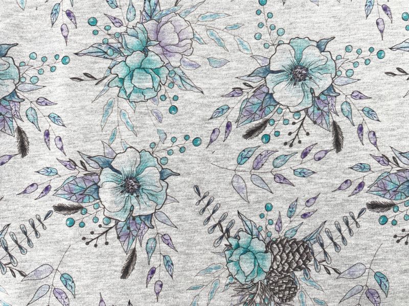 Reststück French Terry Melange Reststück French Terry Melange "Bouquet" Digitaldruck 60 cm x 150 cm