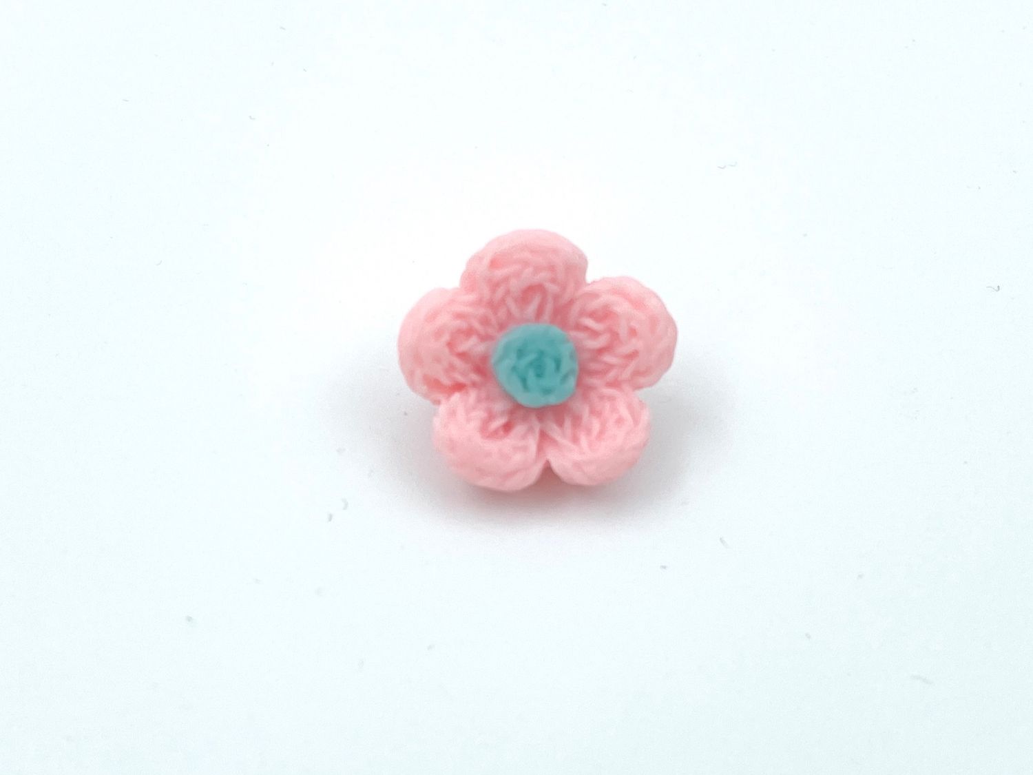 Knopf "Häkel Blume"Rosa Hellblau 1,7 cm Durchmesser