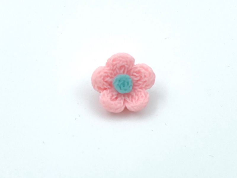Knopf "Häkel Blume"Rosa Hellblau 1,7 cm Durchmesser
