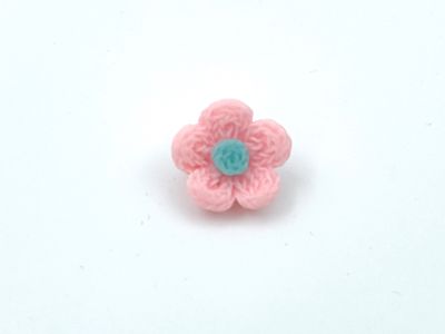 Knopf "Häkel Blume"Rosa Hellblau 1,7 cm Durchmesser