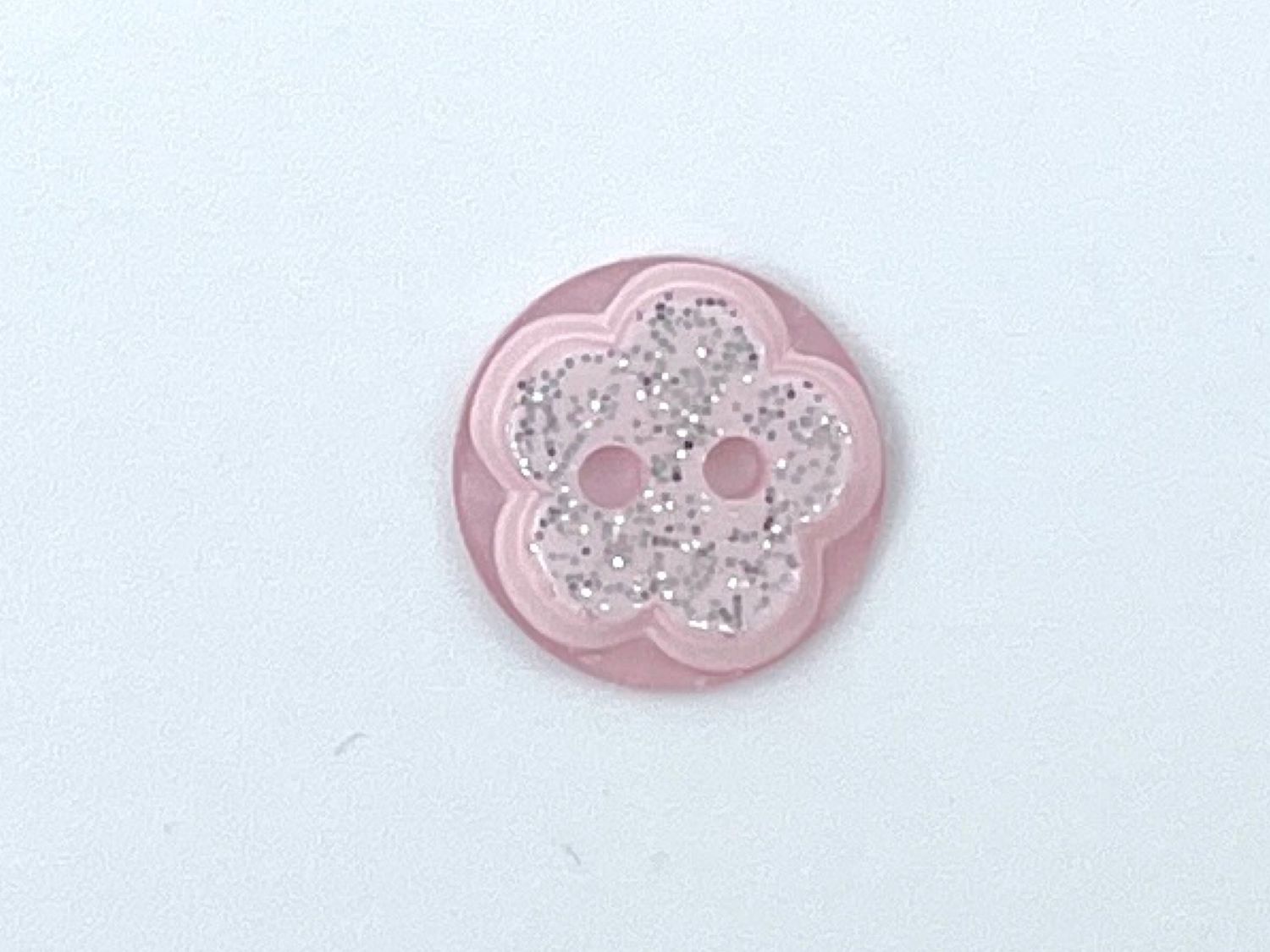 Knopf"Glitzer Blume" Rosa 1,3 cm Durchmesser