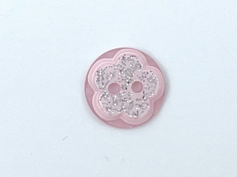 Knopf"Glitzer Blume" Rosa 1,3 cm Durchmesser