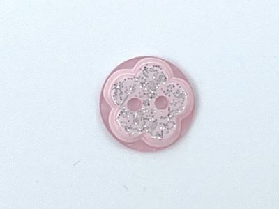 Knopf"Glitzer Blume" Rosa 1,3 cm Durchmesser