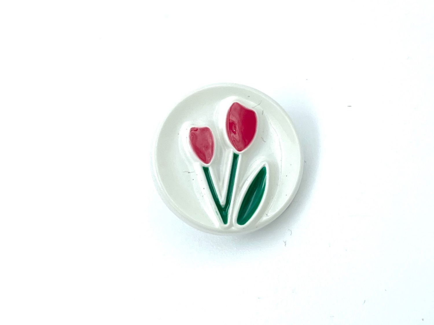 Knopf Tulpe Weiß Rot  1,7 cm Durchmesser