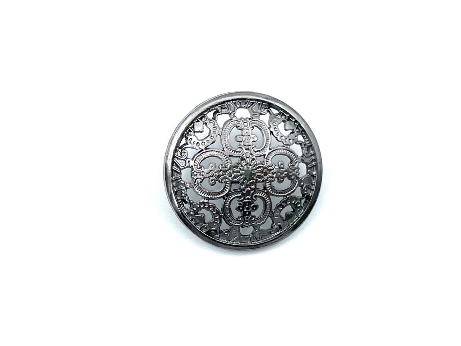 Design Knopf mit filigranem Muster Nickel Antik 2,5 cm