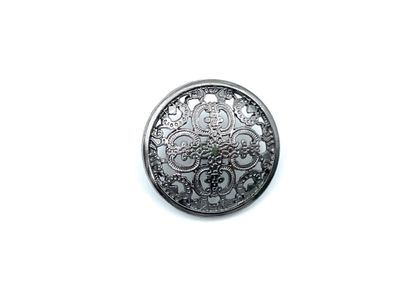 Design Knopf mit filigranem Muster Nickel Antik 2,5 cm