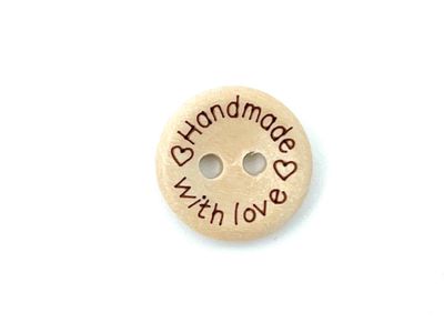 Knopf "Handmade with love" 1,5 cm Durchmesser
