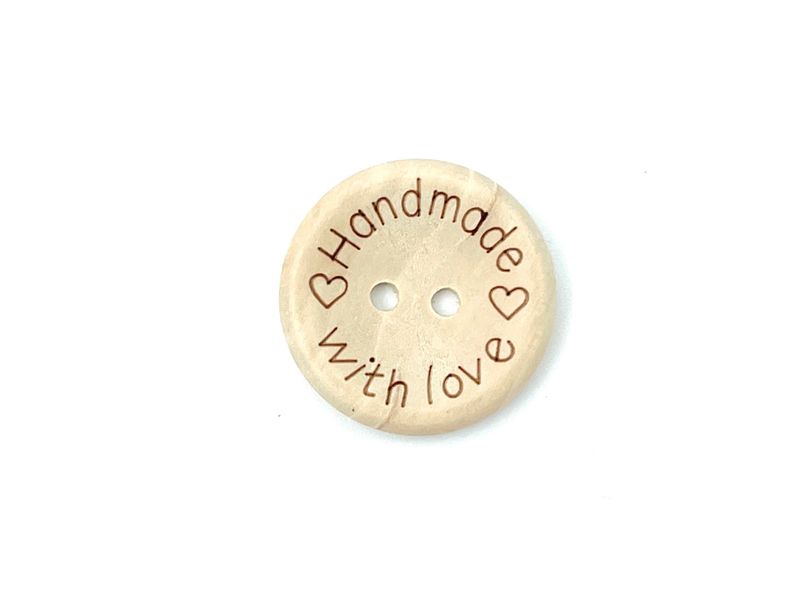 Knopf "Handmade with love" 2,5 cm Durchmesser