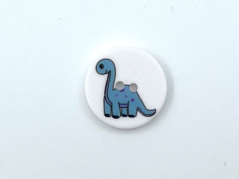 Kinderknopf "Dino" Blau 1,5 cm Durchmesser