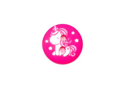 Kinderknopf "Einhorn" 1,5 cm Durchmesser Pink Zweiloch
