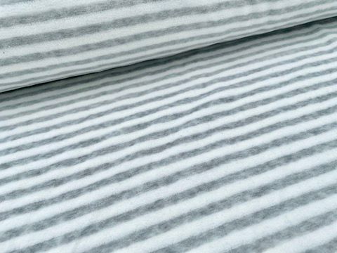 Baumwoll Nicki Gestreift Hellgrau Melange Streifen