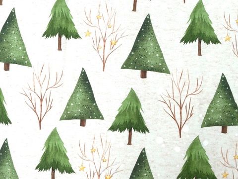Reststück Premium French Terry Reststück Premium French Terry "Tannenbaum" 48cm x 150cm Weihnachtsstoff