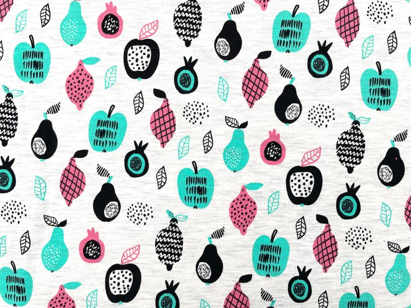 Reststück French Terry Melange Reststück French Terry Melange "Fruits" 60cm x 150cm