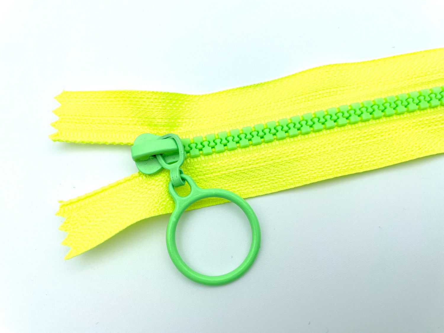 Reißverschluss mit Ring Zipper 25 cm Neon Gelb Grün nicht teilbar