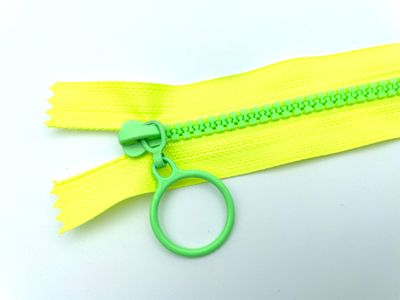 Reißverschluss mit Ring Zipper 25 cm Neon Gelb Grün nicht teilbar