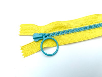 Reißverschluss mit Ring Zipper 25 cm Gelb Blau nicht teilbar