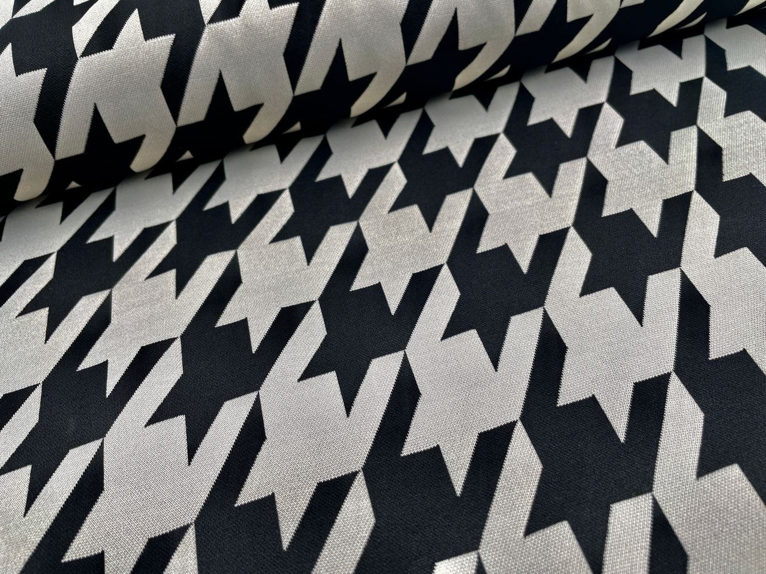 Jacquard Jersey "Hahnentritt Muster" Natur